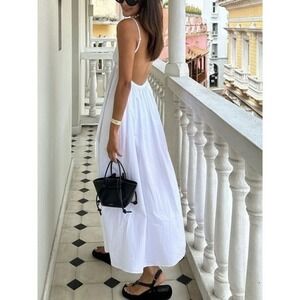 Commense White Sundress Open Back Sleeveless Summer  Maxi Dress size S